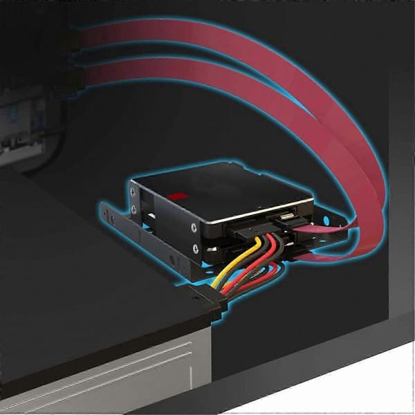 2,5 til 3,5 tommer HDD SSD metalmonteringsbeslagadapter med SATA-strømkabel black  red