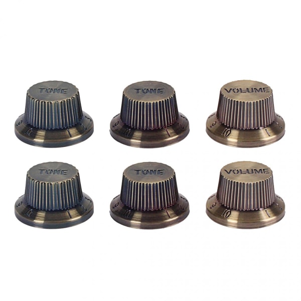 Set med 2 Plast Klockformade Gitarrtoppvred för 6mm Spårade Vred, Brons