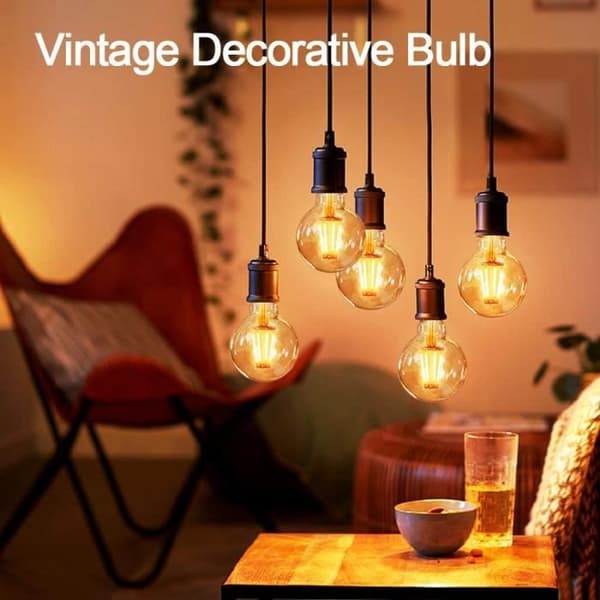 LED-pære - E27 G80 - 4W - 2700K Varmhvit - Ravfarget glass - 6-pakning