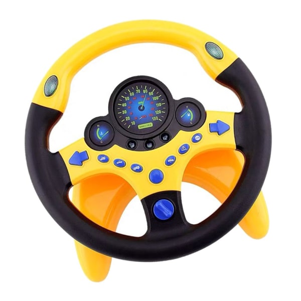 Simulering Co-Pilot ratt med bas för barnbilleksak, gul