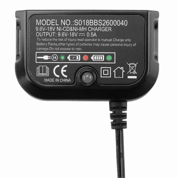 Black & Decker 9.6V-18V Batterioplader Erstatning for A12, HPB-serien, US-stik Black