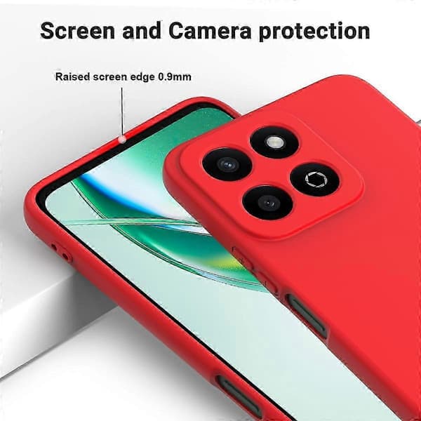 [RM] Stöttåligt mobilskal i flytande silikon med enfärgad design Red For Honor 200 Smart