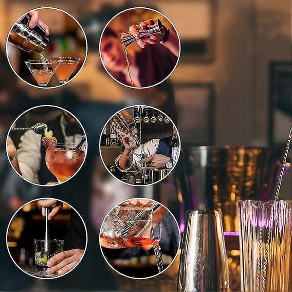 Cocktailset, cocktailshaker med bartillbehör i rostfritt stål, utmärkt för drinkblandning