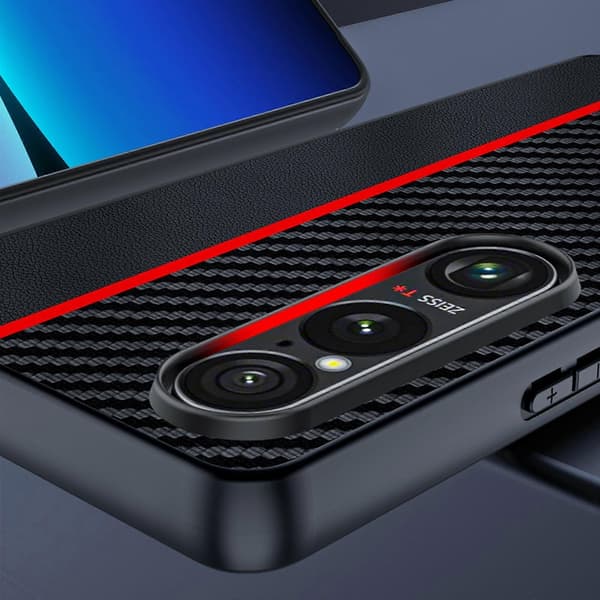 [RM] Ultratunt mobilskal med kolfibertextur Black Blue For Sony Xperia 1 VII