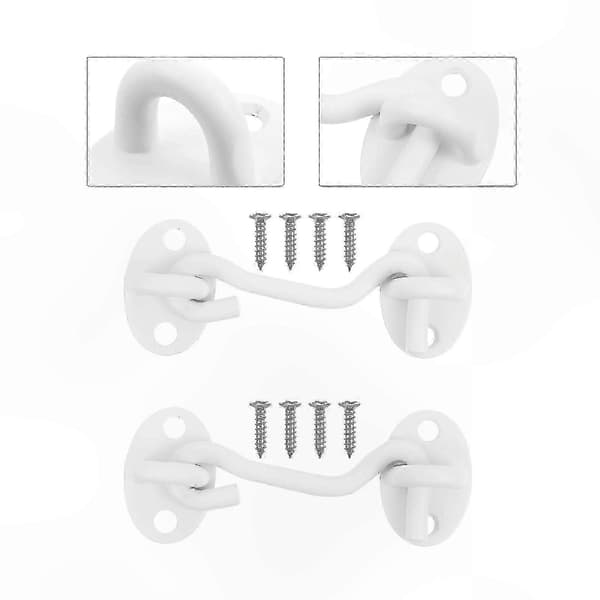 2-pak kraftige drejekroge i rustfrit stål med øjelås til kahytsvinduer White 9X2.8CM