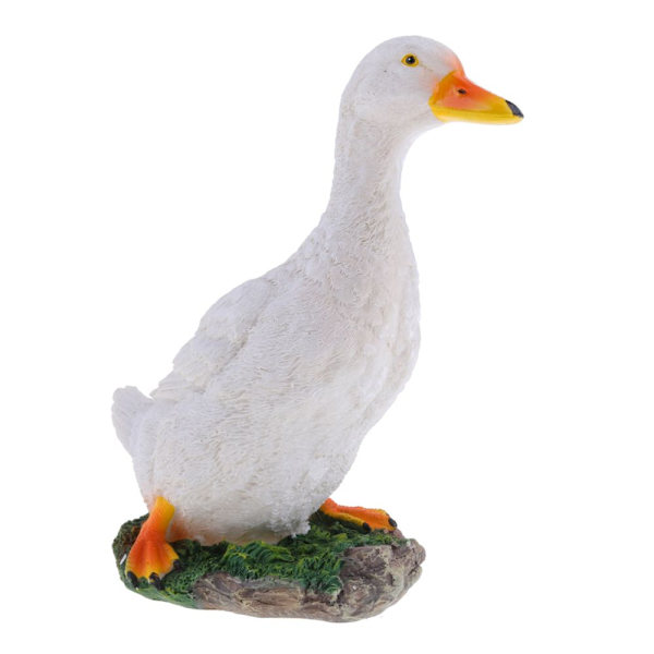trädgårdsgåva bondgårdsdjur harts ornament damm stående vatten vit anka m