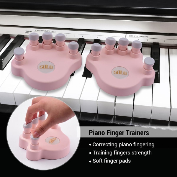 Piano Finger Trainers Finger Correctors Verktyg W/ Runda tangenter Finger Pads Rosa