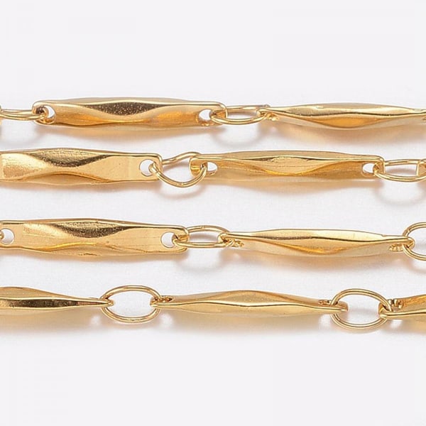33 fot guldpläterad rostfritt stål kabelkedjor Länkspiral Bulk för halsband Hänge DIY smyckestillbehör