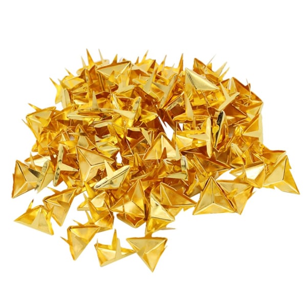 100st metall triangulär nitstudsklo för läderväska Bältedekor 16mm guld