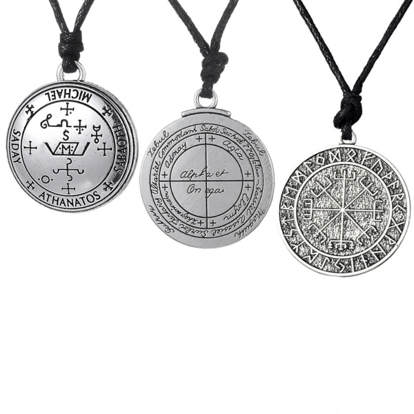 3st Rune Charms Hänge Halsband Norse Viking Talisman Amulet Luck