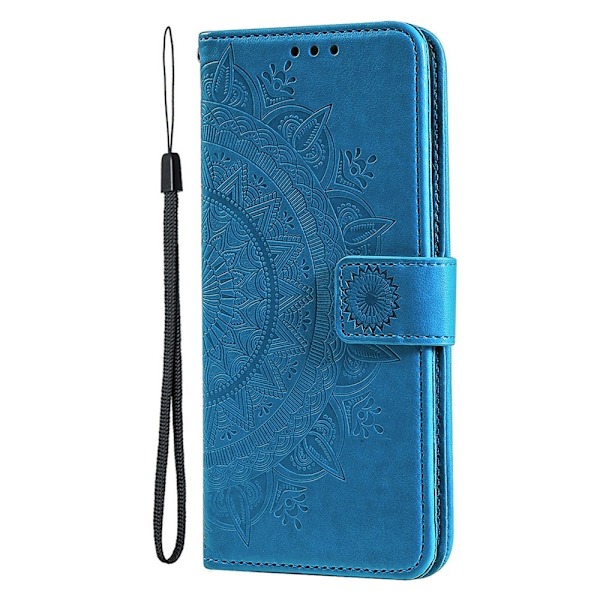 iPhone 15 Fodral Mandala Läder Blå 62