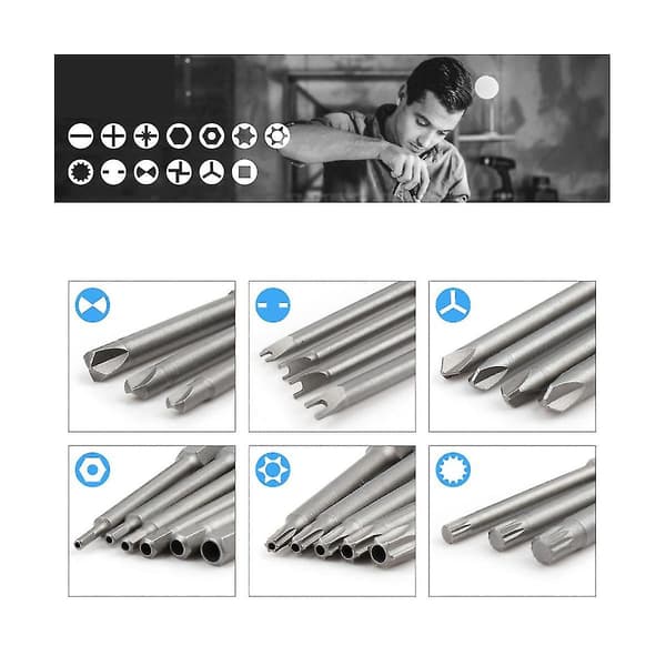 Sikkerhetsbitssett Skrutrekkerbits 1/4 Skrutrekkerbits Langt Sett Torx Flat Head Hex Driver Bits For H