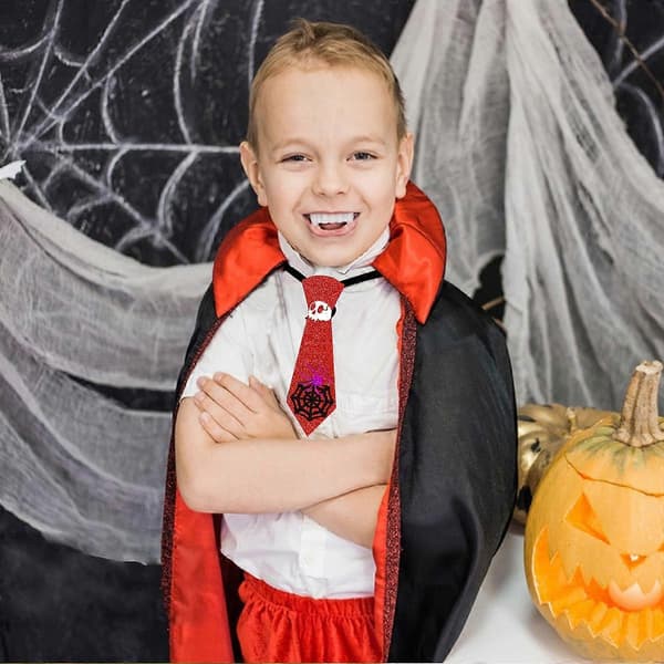 5 stk. Halloween-slips i filt, Halloween-dekoration, halsbind, elastisk justerbart slips, Halloween-festtilbehør