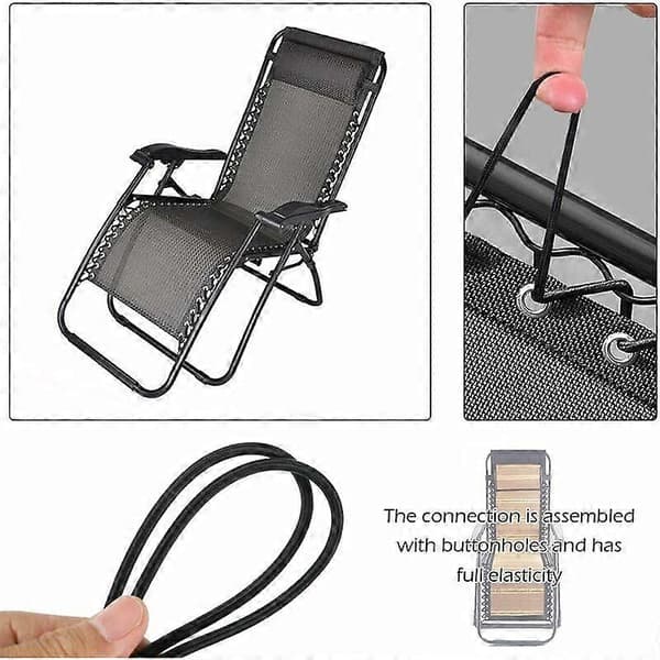 Erstatningsstrikk - 4 2,2 m og 1,4 m - Elastisk erstatningssnor - Reparasjonsstrikk - Elastisk snor - Strikk - svart - for solseng Relax cha
