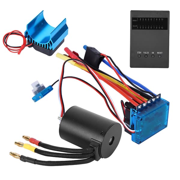 [RM]3650 4300Kv Børsteløs Motor 80A ESC Programkort Kjøleribbe Sett for 1 10 RC Bil