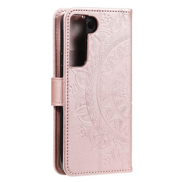 SKALO Kompatibel med Samsung S22 Mandala Wallet Case - Rose Pink gold Rosa guld