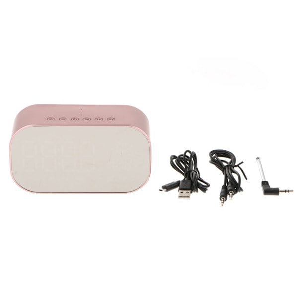 Bluetooth Väcknings Stereo Högtalare med Trådlös Roséguld LED Spegel