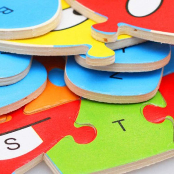 Alfabetspussel, Trä Abc Pussel, Byggklossar Flodhäst Djurpussel Jigsaw För Förskoleinlärningsleksak
