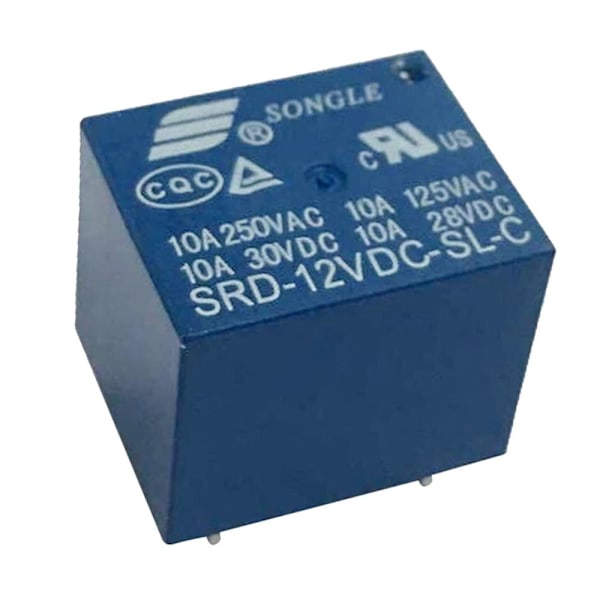 10st mini effektrelä 12V 10A SPDT 5 stift PCB SRD-12VDC-SL-C