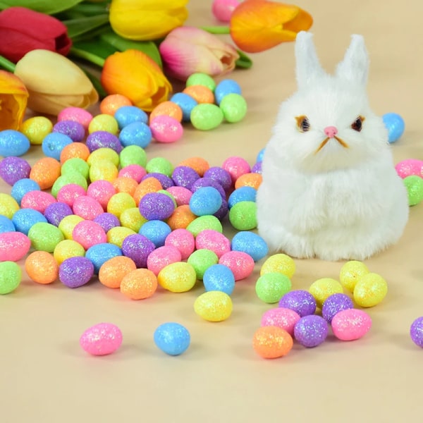 80 stycken/förpackning färgglada påskägg skum fågelägg DIY hantverkstillbehör 80pcs