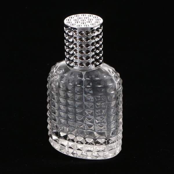 3x parfymflaskor i glas med bärbar silverananas
