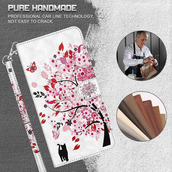 Samsung Galaxy A05s 4G -puhelinlompakkokotelo, PU-nahkaa, 3D-kuvioitu - Toivepuu Multicolor Wish Tree