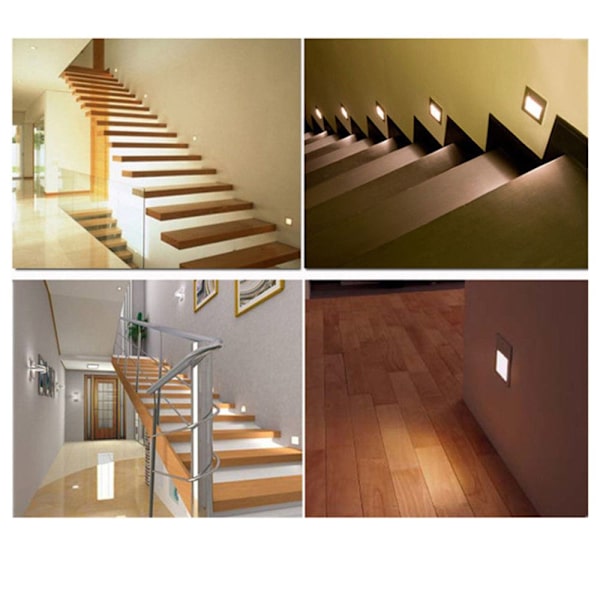 1,5W Utomhus LED Svart Infälld Vägglampa Trappbelysning Induktionslampa F