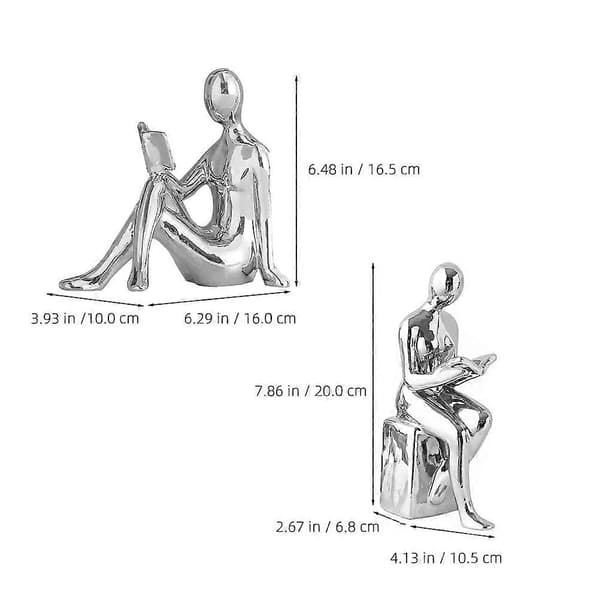 [RM][RM] Skrivebordsfigur Keramisk Lesestatue for Interiør 1 Par Bokstøtter Dekorasjon
