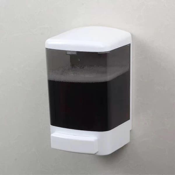 Väggmonterad tvåldispenser, 1000 ml, påfyllningsbar, tryckknapp för badrum & kök, vit-svart