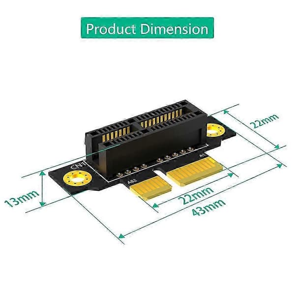 PCI-E 1X 3.0 90 graders omvänd hane till hona Riser-kort för 1U-server (installationsriktning mot CPU)