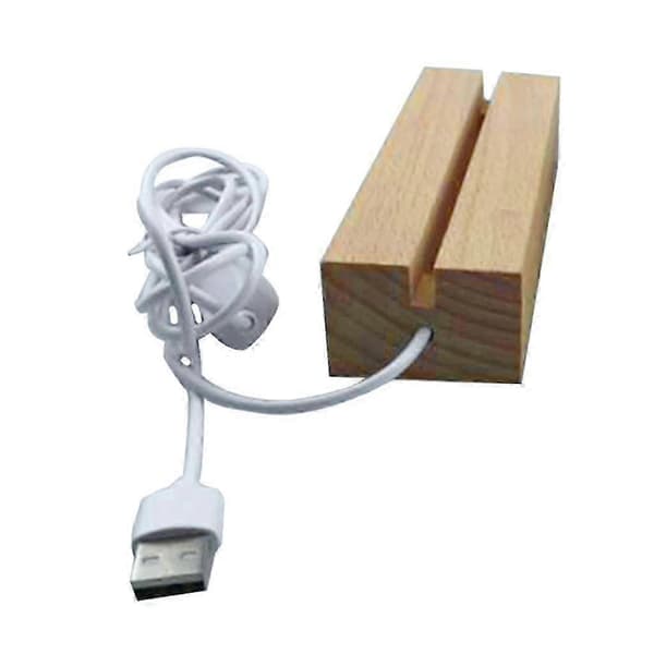 [RM]LED-belyst træbase til krystaludstilling - Belyst holder med dæmpbare lys og USB-opladning White B Type