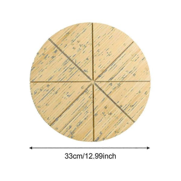 Pizzaskjærebrett Bambus Pizzabrett Matforberedelsesbrett Ostefat med 8 grids 33cm