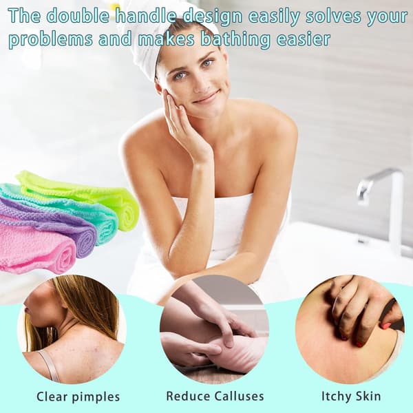 [RM]4-pack Exfoliating Back Scrubber with Handles Nylon Extended Length Bath Towel Shower Back Washer Lacing Exfoliating Washcloth