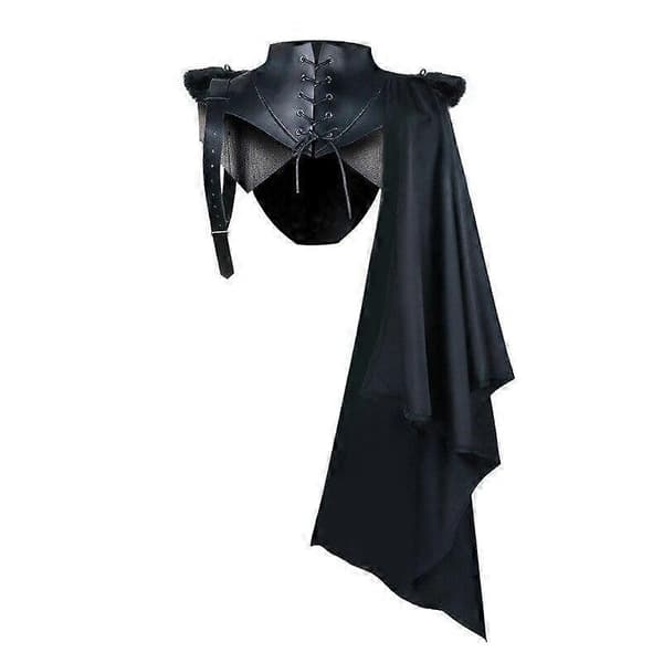 Luxora Retro Punk Middelaldersk Ridder Hettekappe Høst Vinter Gotisk Kostyme Halloween Festdekorasjon Black S