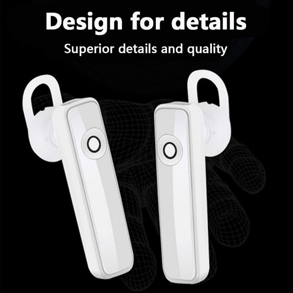 Bluetooth Headset Trådlöst Mobiltelefon Headset V4.1 Med Mikrofon Brusreducering Handsfree Bilkörningshörlurar Kompatibla Med Iphone Android Alla Sma white