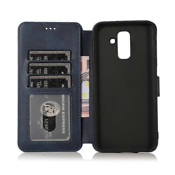 Støtsikkert PU + TPU-skinn-deksel for Samsung Galaxy A6+ Blue