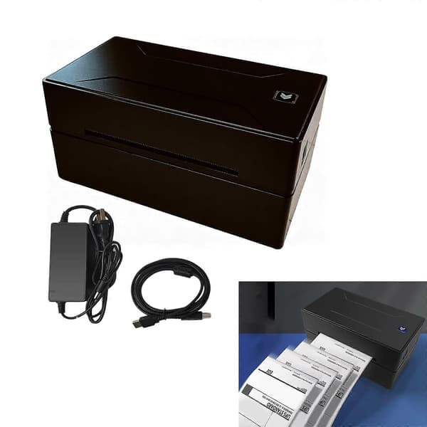 Effektiv 4-tommers termisk etikettskriver for strekkoder og bærbar design med Bluetooth-kompatibel og USB rask utskriftshastighet 150 mm/s Bruk svart Black