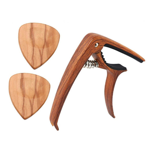 Akustisk Klassisk Gitarr Folkstämningsklämma och Plektrum Olivträ