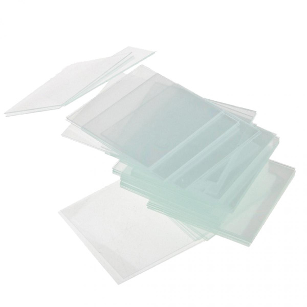 Set med 100x täckglas för mikroskop, kvadratiska glas