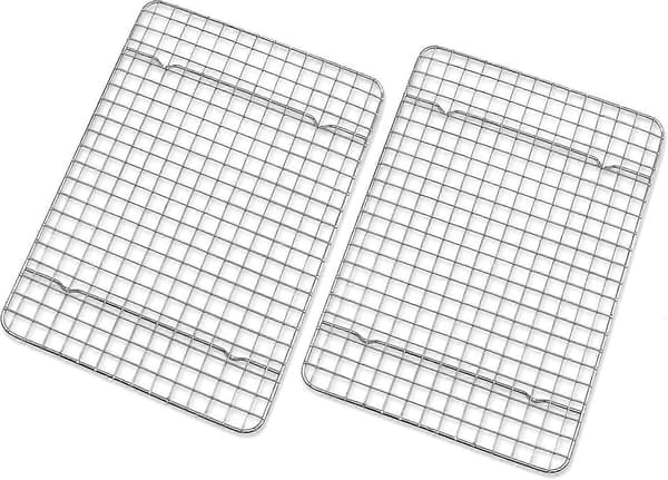 Sæt med 2 ovnfaste trådriste i rustfrit stål til madlavning og bagning - 20 cm x 25 cm