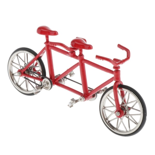 1:16 Skala Tandem Cykel Cykel Modell Replica Toy Samlarföremål Full Röd