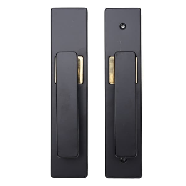 Lockable Door Handle Set for Interior and Exterior Doors, Silent Aluminum Alloy Lock, Black Gold[RM]