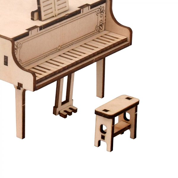 3D Träpussel Hantverk Montering Piano Modell Speldosa Byggsats för Tonåringar och Vuxna