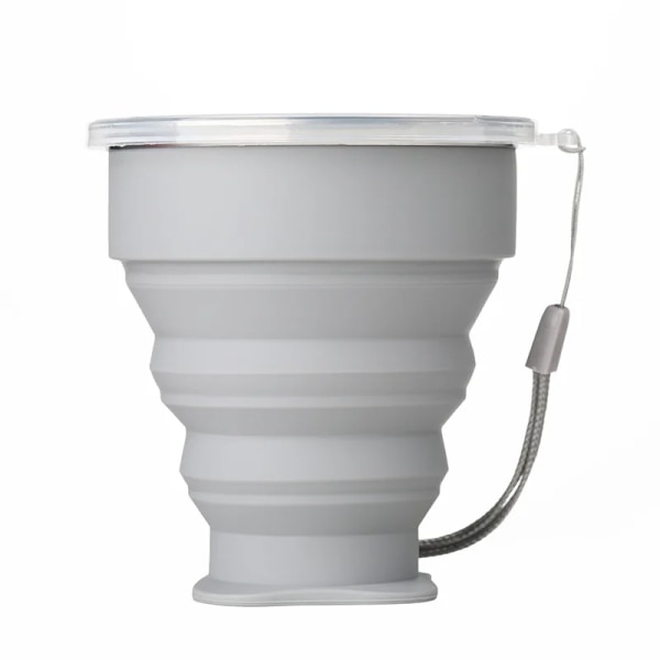 Vikbara Muggar BPA-FRI Vattenmugg Rese Silikon Infällbar Bärbar Utomhus Kaffe Handmugg grey 200ml