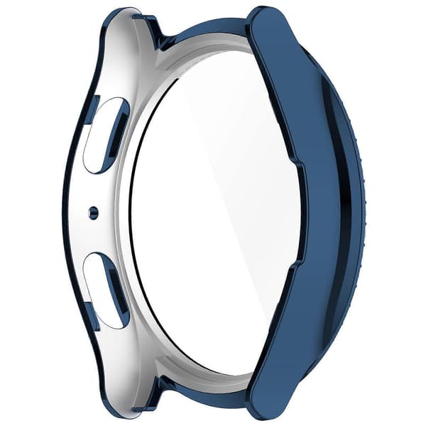 PC-klockfodral med strassdekor och integrerat härdat glas för Samsung Galaxy Watch7 40mm Electroplating Midnight Blue