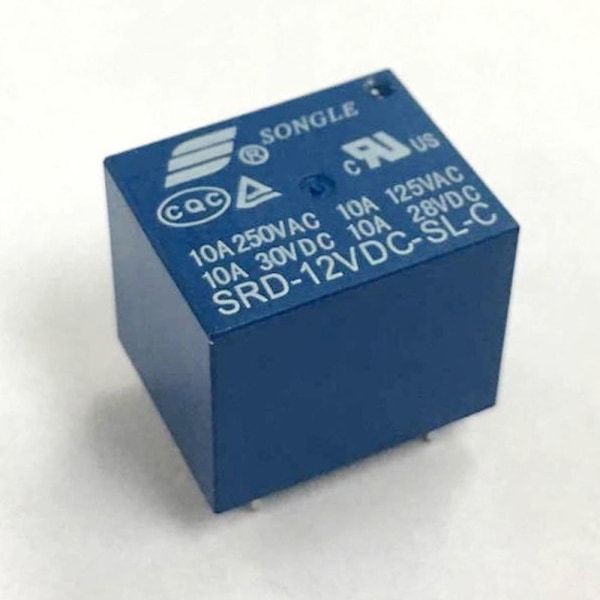 10st mini effektrelä 12V 10A SPDT 5 stift PCB SRD-12VDC-SL-C
