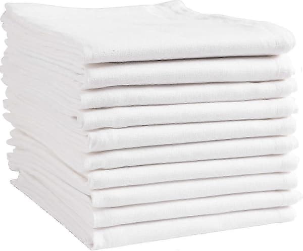 10-pack kökshanddukar för hemköket, mjuk vit bomull, 50x75 cm