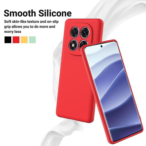 [RM] Enfärgat mobilskal i flytande silikon med full täckning och droppskydd Red For Redmi Note 14 Pro 4G