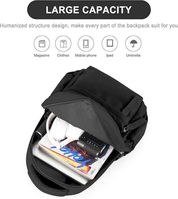 [RM]New Laptop Backpack, Waterproof Laptop Backpack with 14 Inch USB Charging School Bag Black