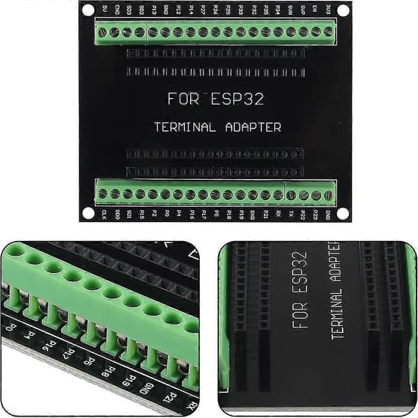 2 stk. ESP32 Breakout Board GPIO 1 til 2 til 38PIN smal version ESP-WROOM-32 ESP32 Microcontroller Udviklingskort Black & green